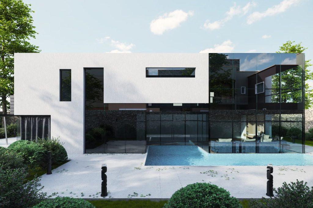 بيت مودرن بتصميم هندسي مكسي بألواح كلادينج الشارقة بوند